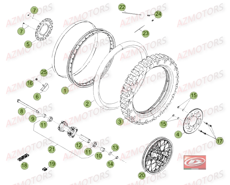 Roue Arriere No Serie 200001 A 200956 BETA Pièces Beta RR 50 STANDARD - 2014