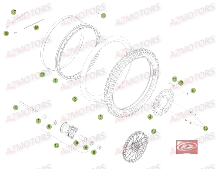 ROUE AVANT No SERIE 200957 A 201251 BETA Pièces RR Enduro 50 STD 2015 2014