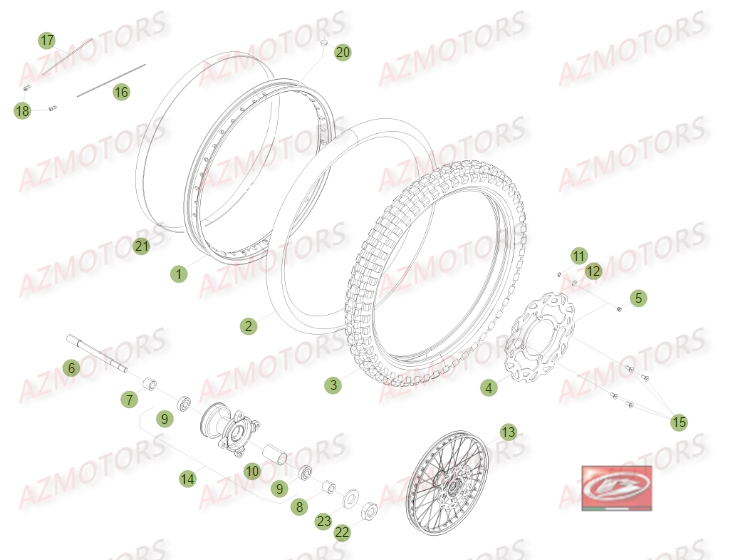 ROUE AVANT No SERIE 201252 A 299999 BETA 50 RR STANDARD 14