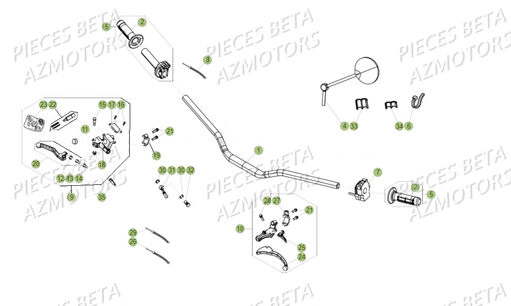 COMMANDES-GUIDON BETA Pièces RR Enduro 50 STD 2016