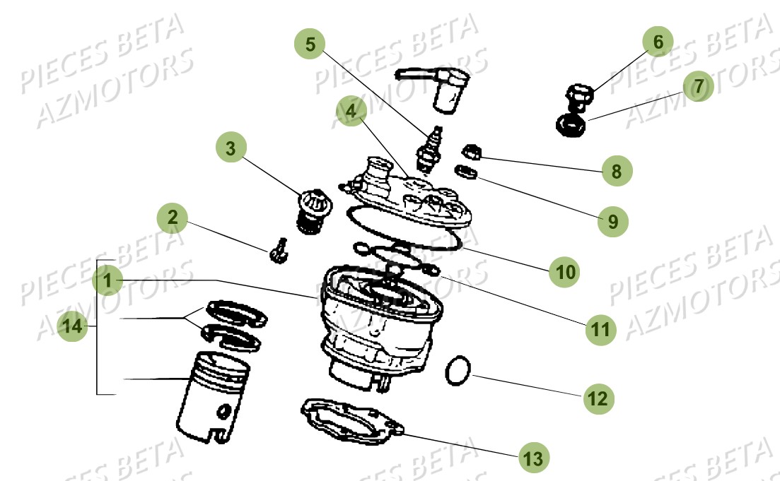 Cylindre Culasse Distribution BETA Pièces Beta RR 50 STANDARD - 2017