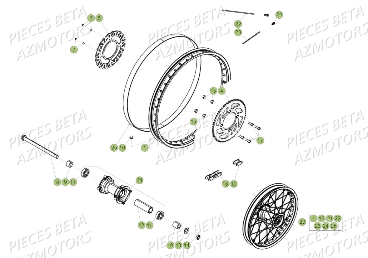 Roue Arriere BETA Pièces Beta RR 50 STANDARD - 2017