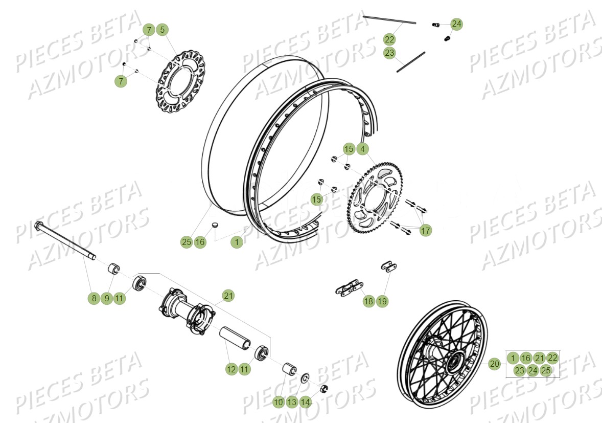 ROUE ARRIERE BETA 50 RR STANDARD 17