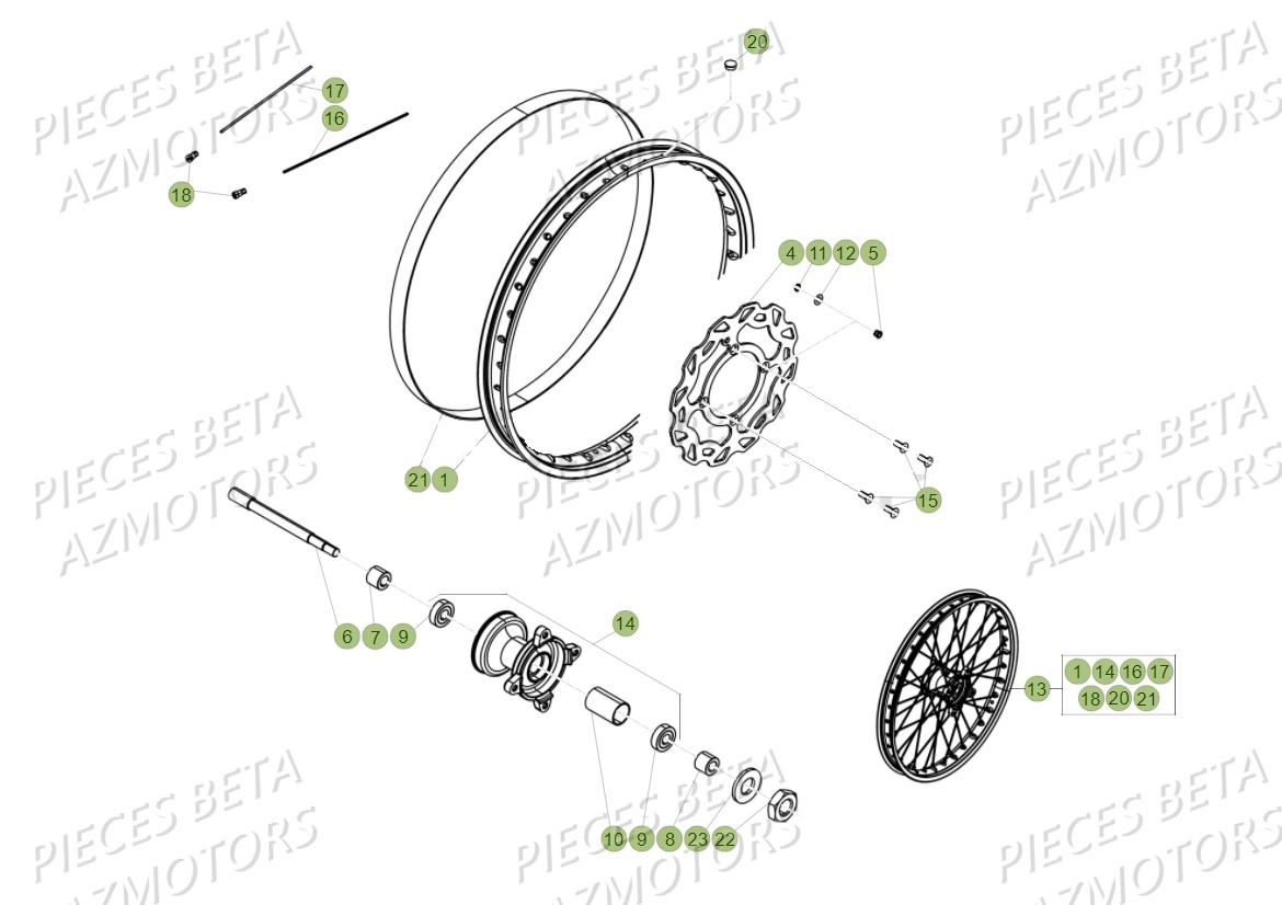 ROUE AVANT BETA 50 RR STANDARD 17