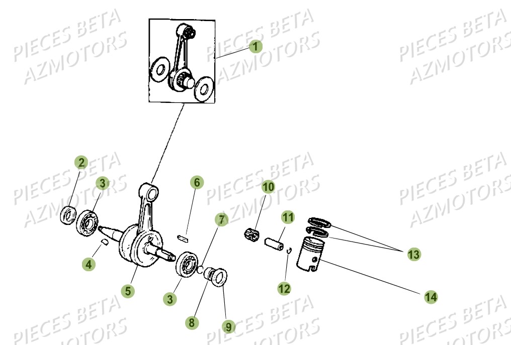 Vilebrequin Piston Contre Arbre BETA Pièces Beta RR 50 STANDARD - 2017