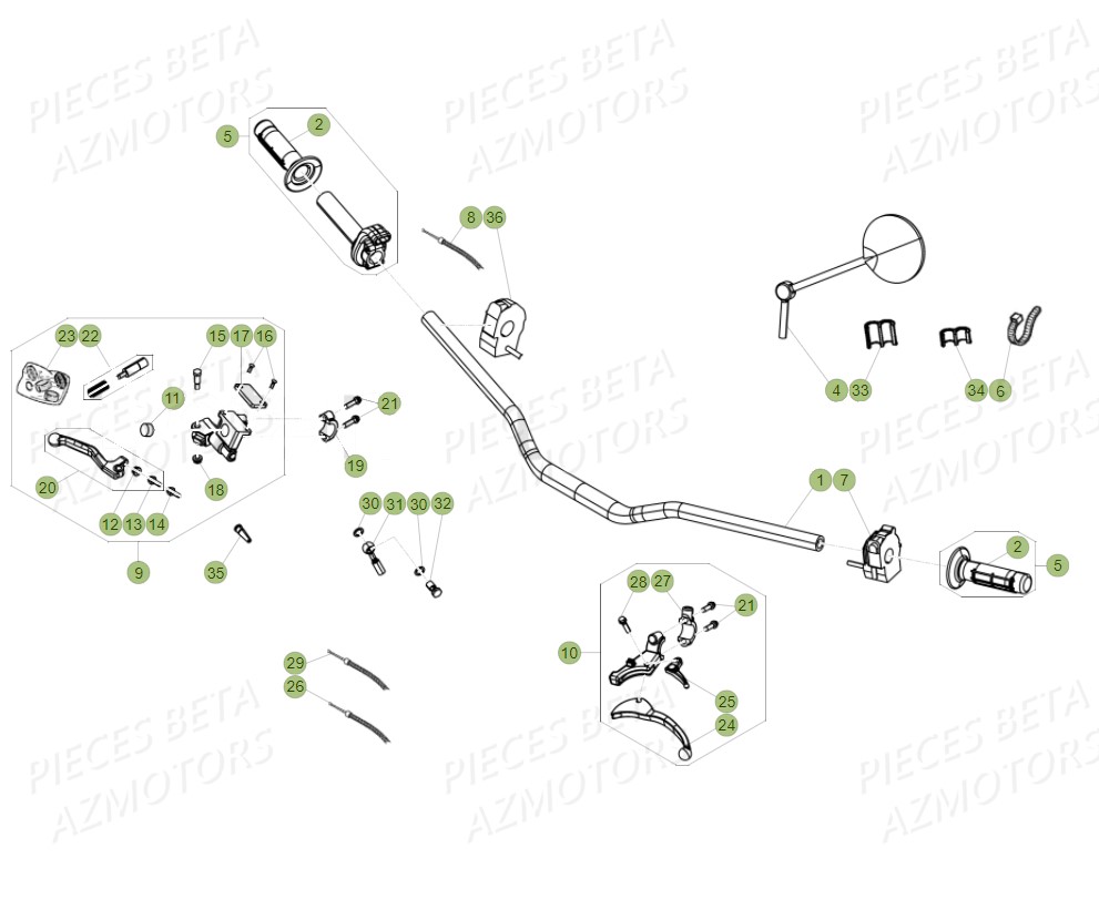 Commandes Guidon BETA Pièces Beta RR 50 STANDARD - 2019