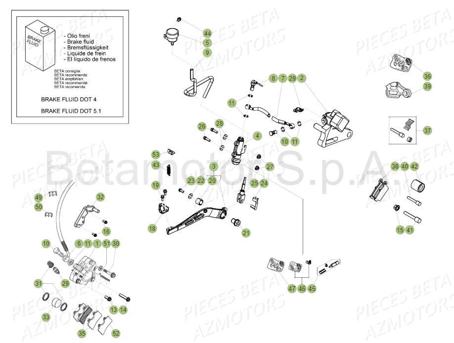 PASTILLES PINCE 25.03067/73 BETA pour FREINS de 50 RR STANDARD 19