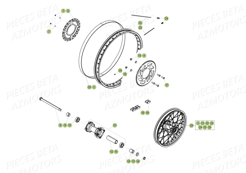 Roue Arriere BETA Pièces Beta RR 50 STANDARD - 2019