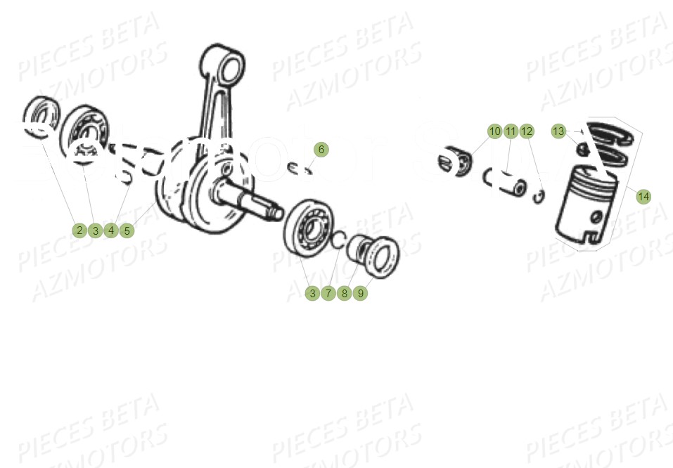 Vilebrequin Piston Contre Arbre BETA Pièces Beta RR 50 STANDARD - 2019