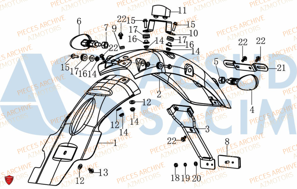 Garde Boue Arriere ARCHIVE_MOTORCYCLE PIECE SCRAMBLER 50cc AM84 EURO4 ARCHIVE