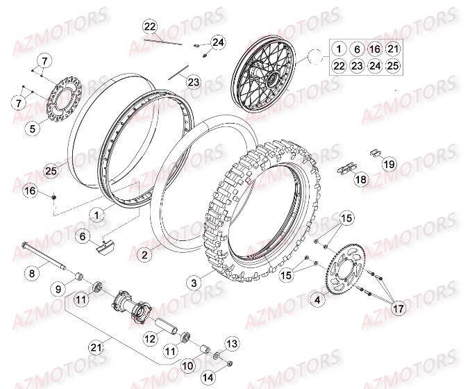 Roue Arriere BETA Pièces Beta RR 50 MOTARD SPORT - 2015