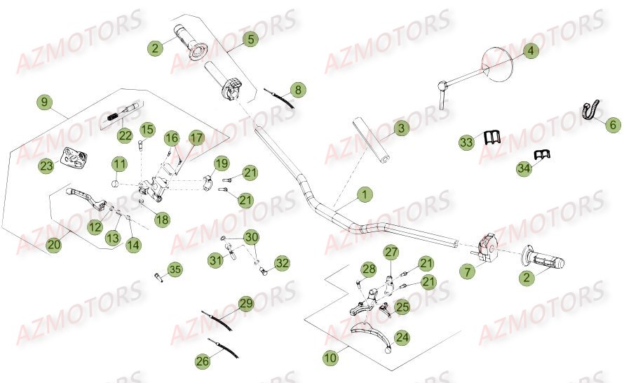 Commandes Guidon BETA Pièces Beta RR 50 MOTARD SPORT - 2016