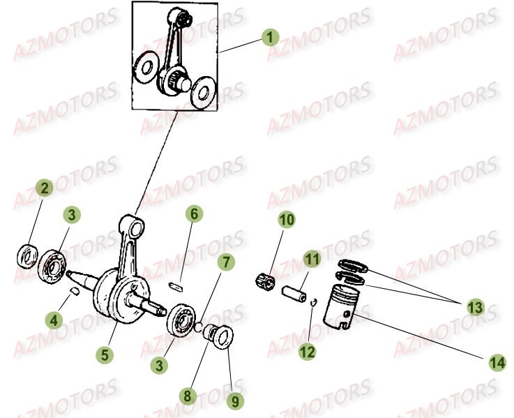 Vilebrequin Piston Contre Arbre BETA Pièces Beta RR 50 MOTARD SPORT - 2016