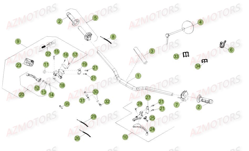 Commandes Guidon BETA Pièces Beta 50 Motard STANDARD - 2016
