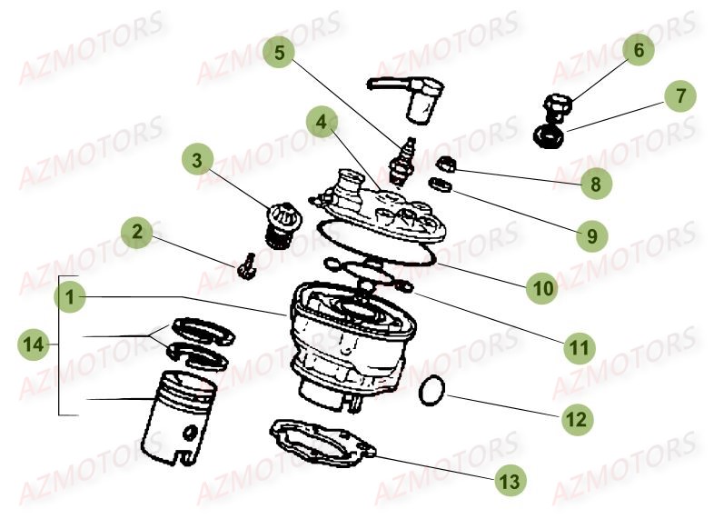 Cylindre Culasse Distribution BETA Pièces Beta 50 Motard STANDARD - 2016