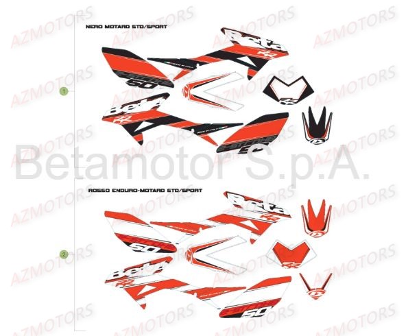 Stickers BETA Pièces Beta 50 Motard STANDARD - 2016