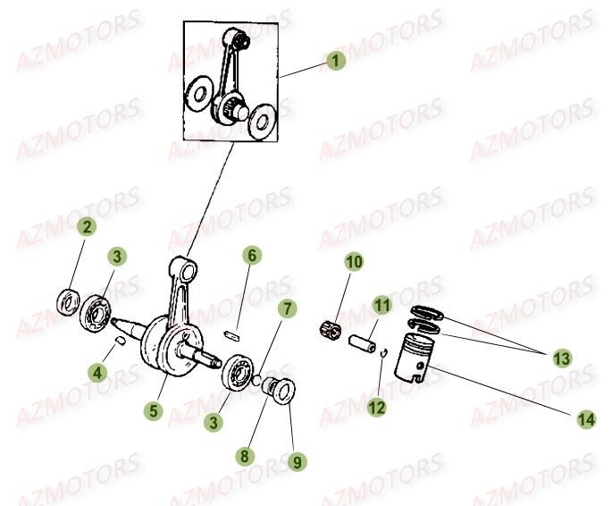 Vilebrequin Piston Contre Arbre BETA Pièces Beta 50 Motard STANDARD - 2016