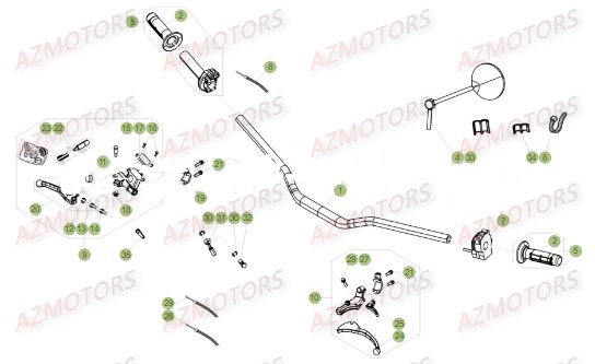 Commandes Guidon BETA Pièces Beta 50 RR Motard STANDARD - 2017