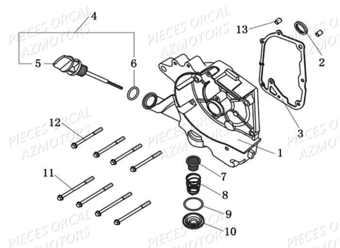 Carter Droit ORCAL Pièces Orcal KITE 50cc 4T Euro 3