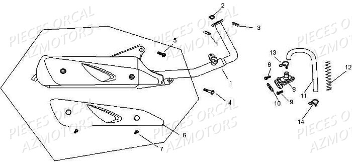 Echapement Kite ORCAL Pièces Orcal KITE 50cc 4T Euro 3