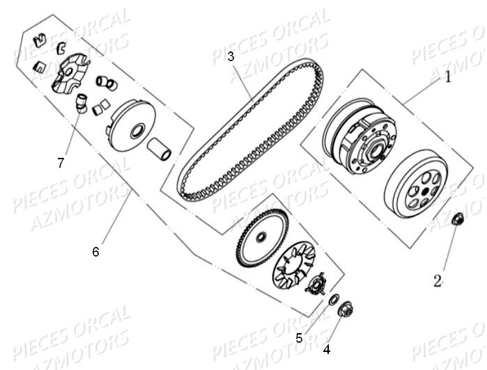 Embrayage ORCAL Pièces Orcal KITE 50cc 4T Euro 3