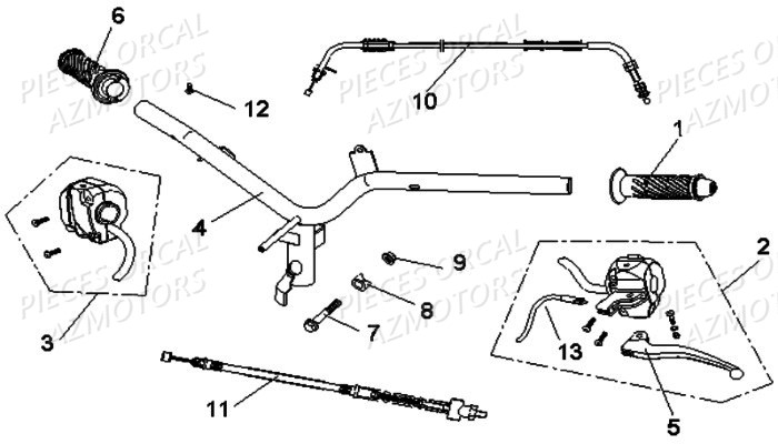 Guidon ORCAL Pièces Orcal KITE 50cc 4T Euro 3