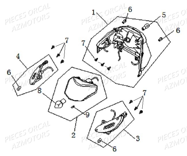 Phares ORCAL Pièces Orcal KITE 50cc 4T Euro 3
