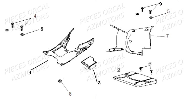 Plancher ORCAL Pièces Orcal KITE 50cc 4T Euro 3