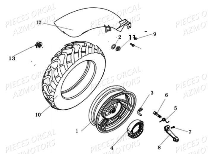 Roue Arriere ORCAL Pièces Orcal KITE 50cc 4T Euro 3