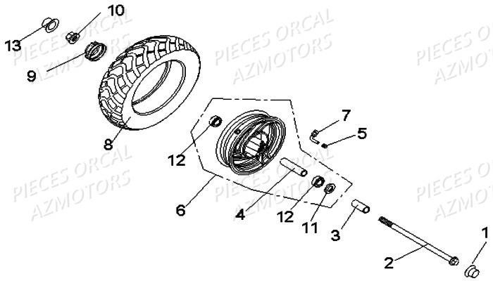 Roue Avant ORCAL Pièces Orcal KITE 50cc 4T Euro 3