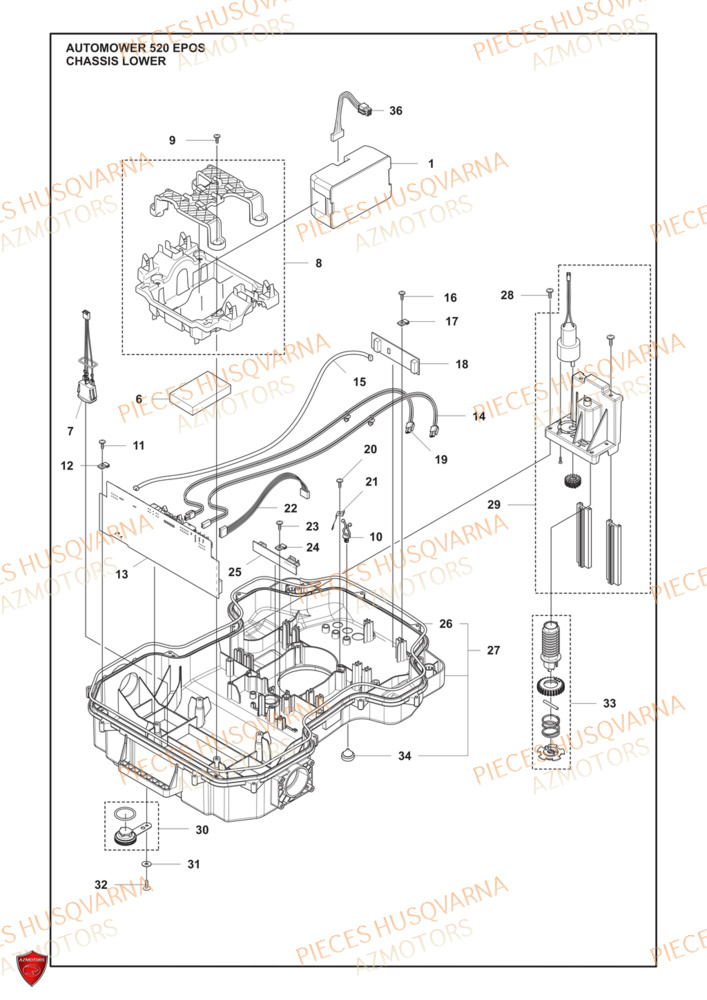 Chassis Inferieur HUSQVARNA PIECES 520 EPOS ROBOT TONDEUSE HUSQVARNA