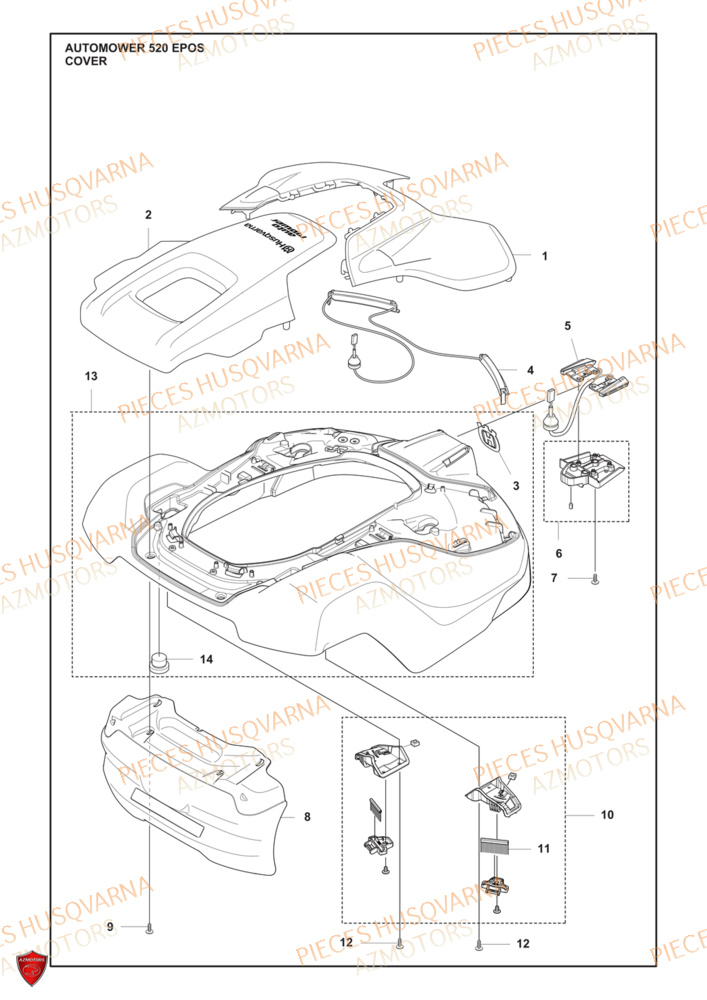 Couvercle HUSQVARNA PIECES 520 EPOS ROBOT TONDEUSE HUSQVARNA