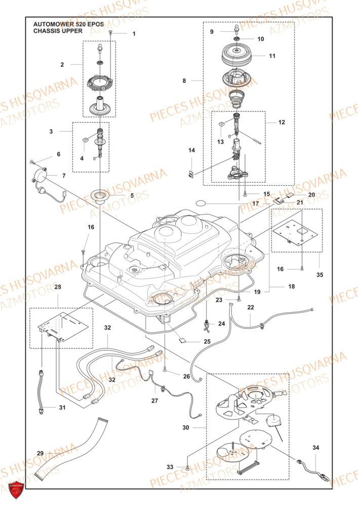 Partie Superieure Du Chassis HUSQVARNA PIECES 520 EPOS ROBOT TONDEUSE HUSQVARNA
