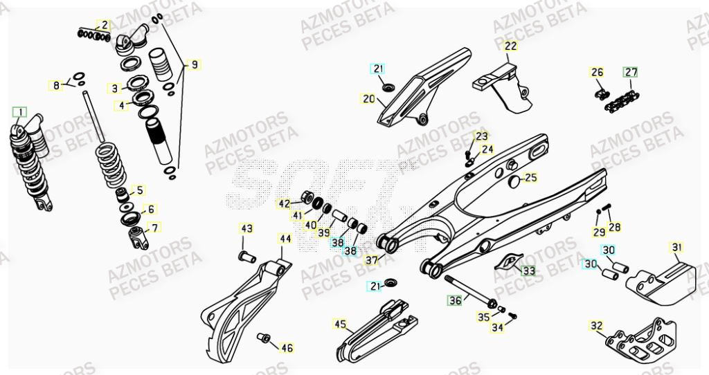 Bras Oscillant BETA Pièces BETA RR 4T 525 - 2007