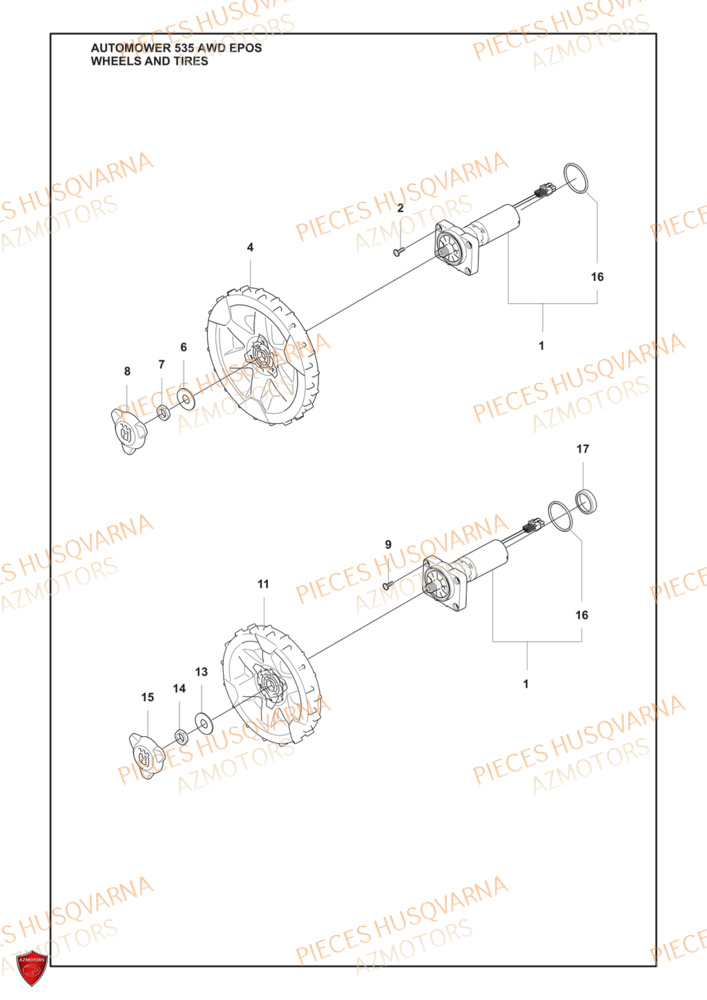 Roues Et Pneus HUSQVARNA PIECES 535 AWD EPOS ROBOT TONDEUSE HUSQVARNA