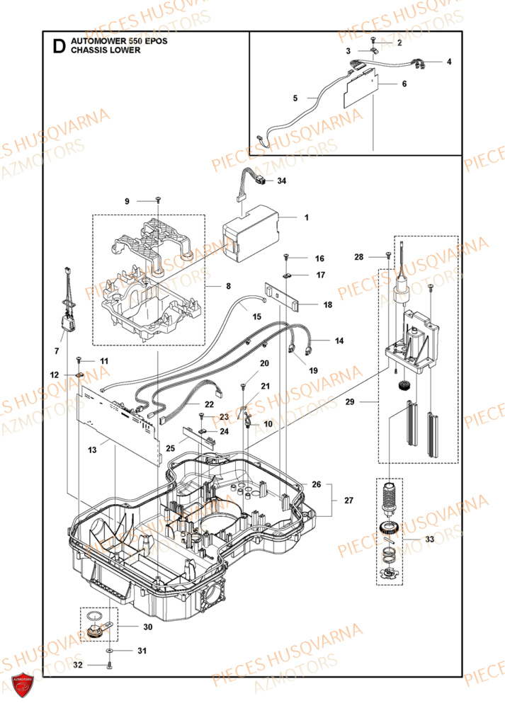 Chassis Inferieur HUSQVARNA PIECES 550 EPOS ROBOT TONDEUSE HUSQVARNA