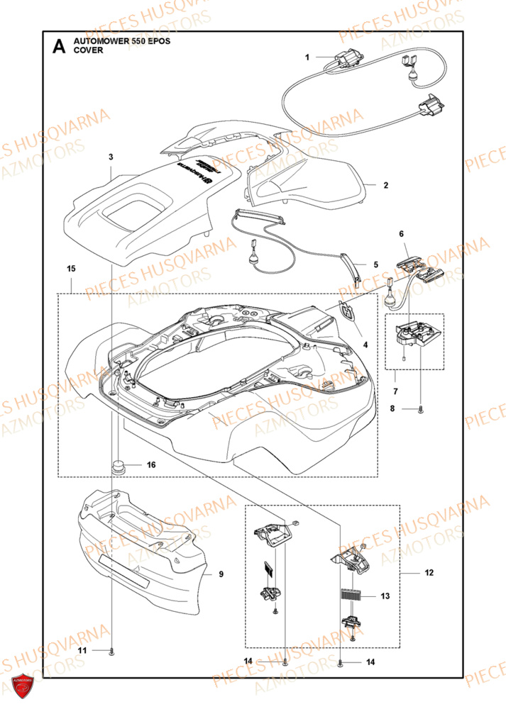Couvercle HUSQVARNA PIECES 550 EPOS ROBOT TONDEUSE HUSQVARNA
