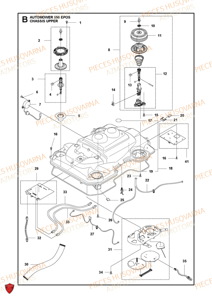 Partie Superieure Du Chassis HUSQVARNA PIECES 550 EPOS ROBOT TONDEUSE HUSQVARNA