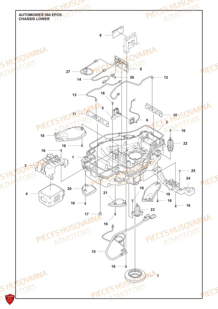 Chassis Inferieur HUSQVARNA PIECES 560 EPOS ROBOT TONDEUSE HUSQVARNA