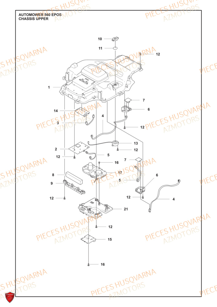 Partie Superieure Du Chassis HUSQVARNA PIECES 560 EPOS ROBOT TONDEUSE HUSQVARNA