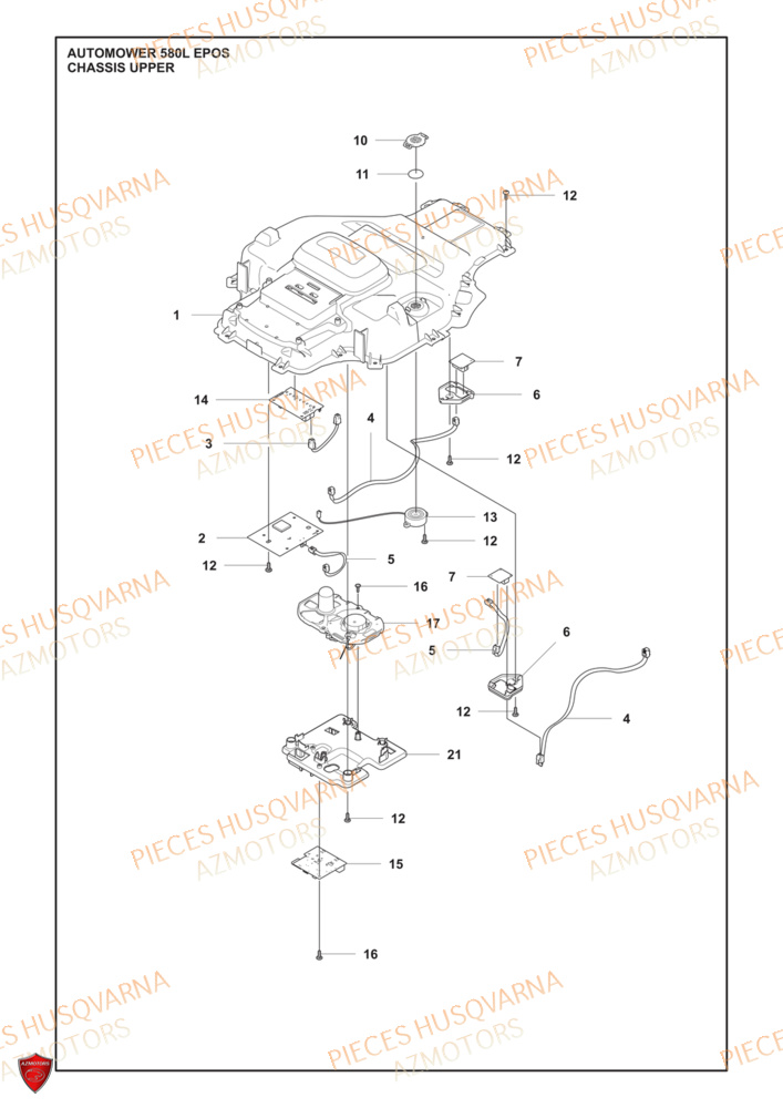 Partie Superieure Du Chassis HUSQVARNA PIECES 580L EPOS ROBOT TONDEUSE HUSQVARNA
