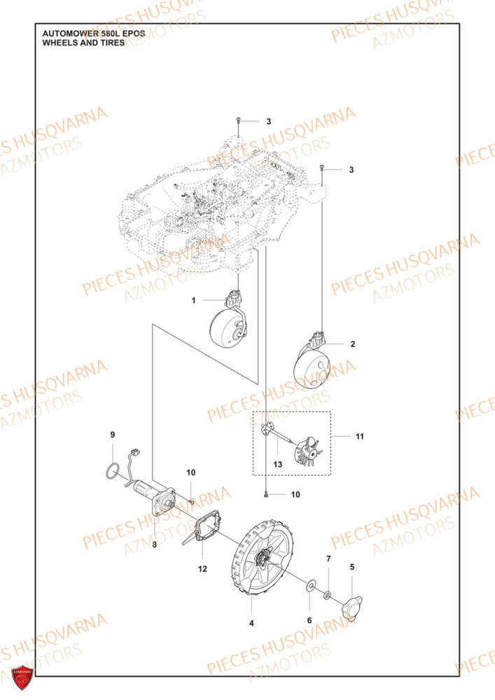 Roues Et Pneus HUSQVARNA PIECES 580L EPOS ROBOT TONDEUSE HUSQVARNA