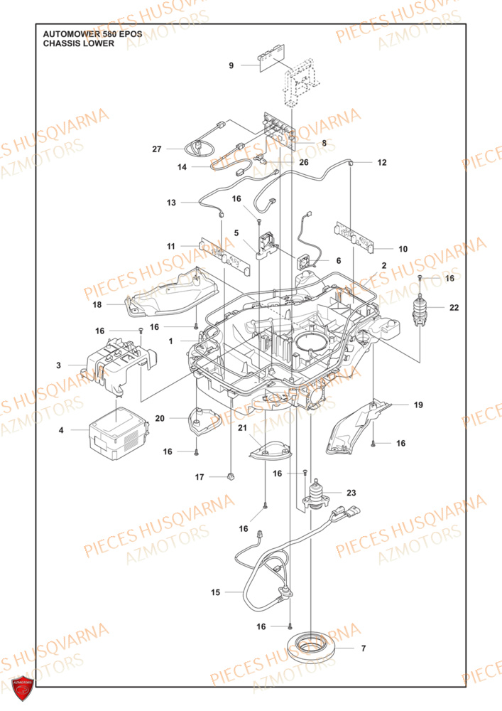 Chassis Inferieur HUSQVARNA PIECES 580 EPOS ROBOT TONDEUSE HUSQVARNA