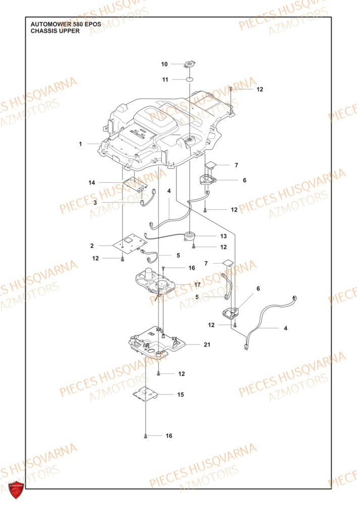 Partie Superieure Du Chassis HUSQVARNA PIECES 580 EPOS ROBOT TONDEUSE HUSQVARNA