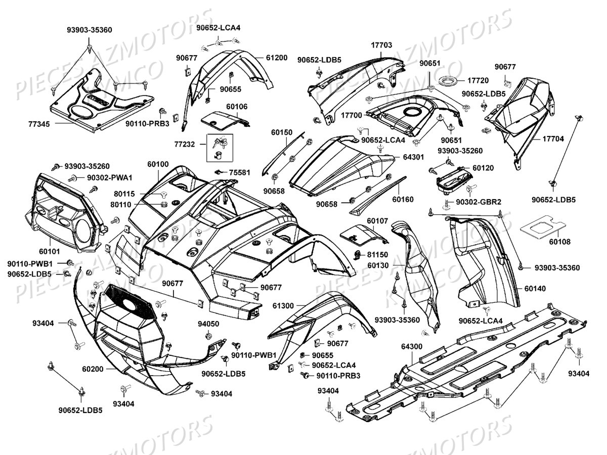 Carenages Avant KYMCO Pièces MXU 700I EX IRS 4T EURO2 (LAADBE)