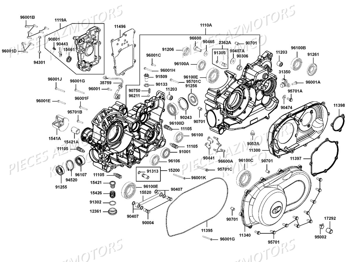 CARTERS_MOTEUR KYMCO Pièces Quad Kymco MXU 700 EX IRS 4X4 INJECTION 4T EURO II