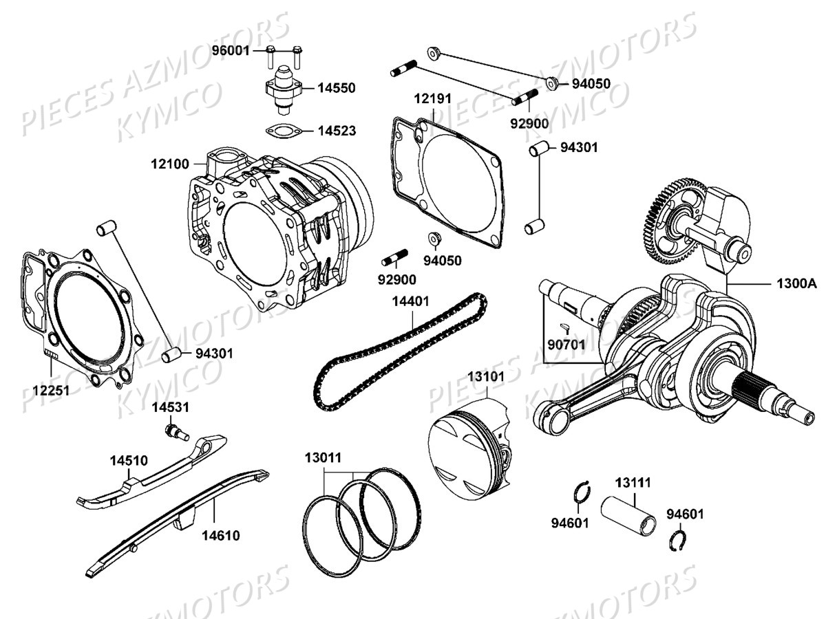 Cylindre Piston KYMCO Pièces MXU 700I EX IRS 4T EURO2 (LAADBE)