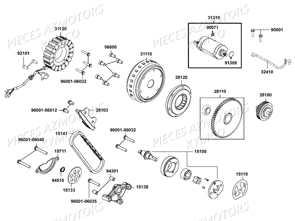 Demarreur Allumage Pompe A Huile KYMCO Pièces MXU 700I EX IRS 4T EURO2 (LAADBE)