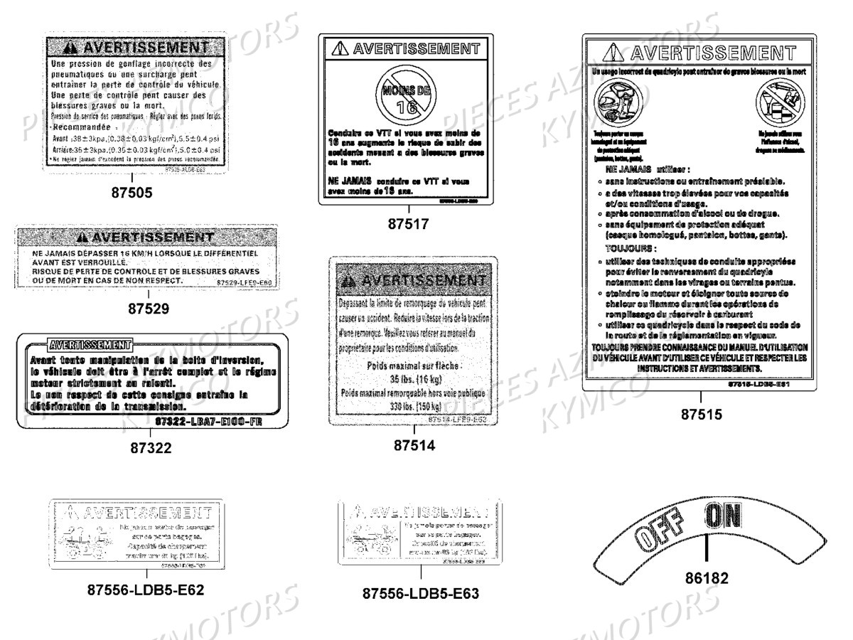 LABELS DE SECURITE KYMCO 700i MXU EX IRS