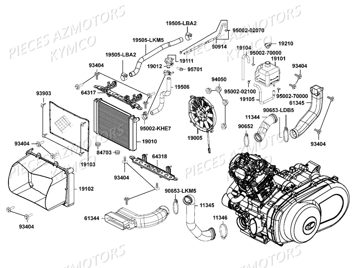 REFROIDISSEMENT KYMCO Pièces Quad Kymco MXU 700 EX IRS 4X4 INJECTION 4T EURO II